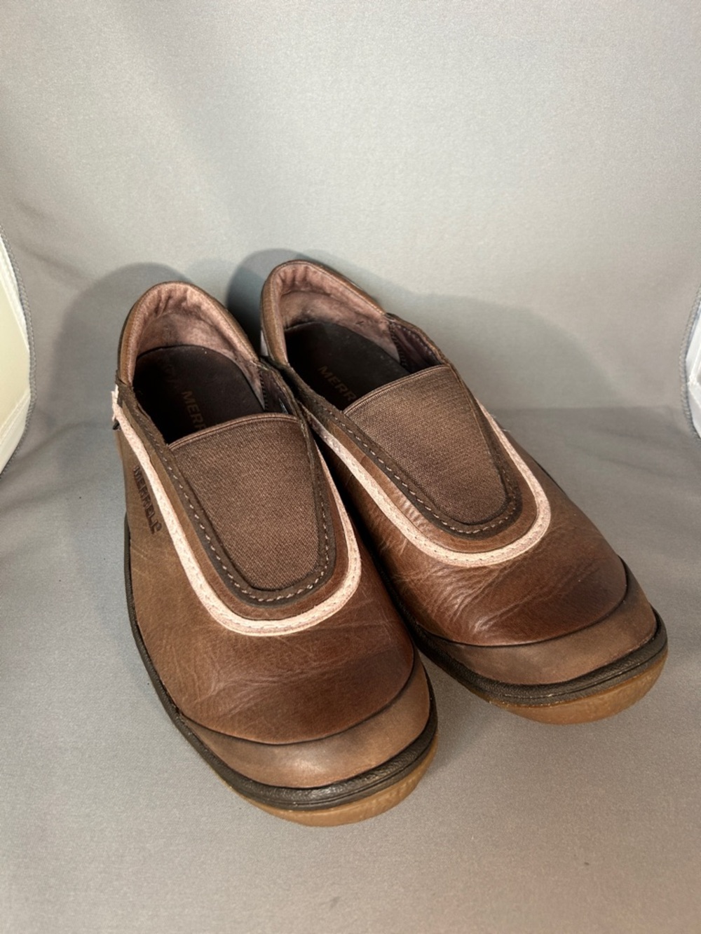 Merrell Plaza Bandeau Slip On Shoes Womens 8 Brown Leather Comfort Loafers